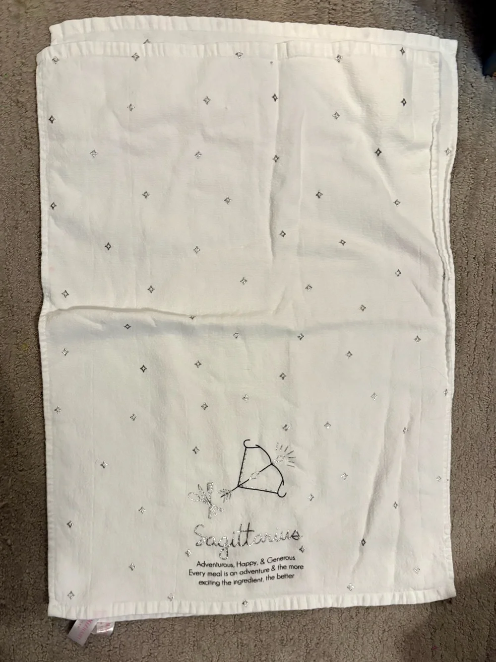 129- Isaac Mizrahi White Sagittarius Kitchen Towels - Set of 2